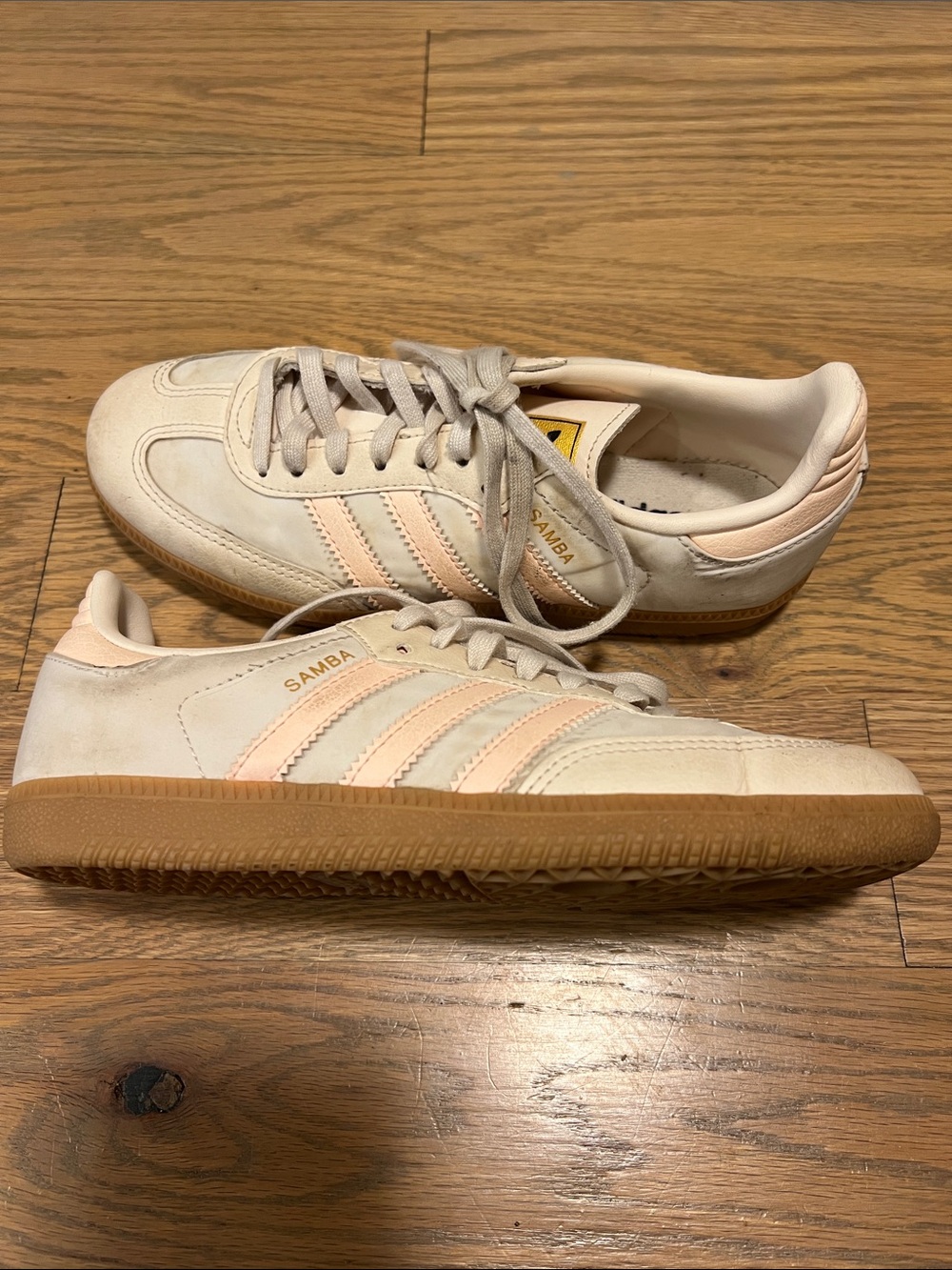 adidas Kids Cream Sneakers with Light Pink Stripes